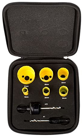 Starrett Bimetall-Lochsägen-Kit - 8-teiliges KFC06021 Schneller Schnitt Elektriker Lochschneider-Kit mit Dornen - Kompatibel mit Bosch Dewalt Hitachi Festool Milwaukee