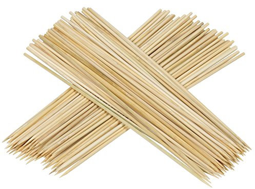 SHATCHI 100 Pcs (30cm) Bamboo Skewers Shish Kebab, Biodegradable Wooden BBQ Sticks for Meat, Fruit,Grilling,Barbecue,Candy Floss,Cocktails,Platters, Brown