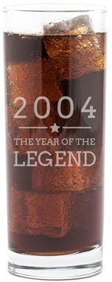 Engraved Highball Glass - 2004 Year of The Legend Design - 21st Birthday Gifts for Men - Cocktail Glass