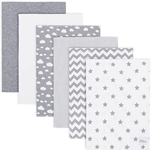 Comfy Cubs paños para el eructo de 6 Paquetes Grandes de 100% algodón estropajos Doble Capa Extra eructos paños absorbentes y Suaves para niños y niñas (patrón Gris, Paquete de 6)