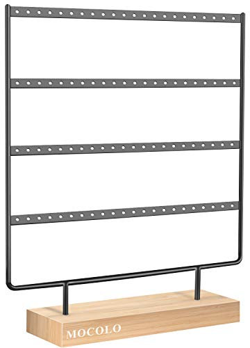 Mocolo Earring Holder Stand, Earring Organiser Display Stand for Hanging Earrings(88 Holes & 4 Layers) (Black)