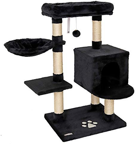 lionto Árbol rascador para Gatos Altura 93 cm, Negro