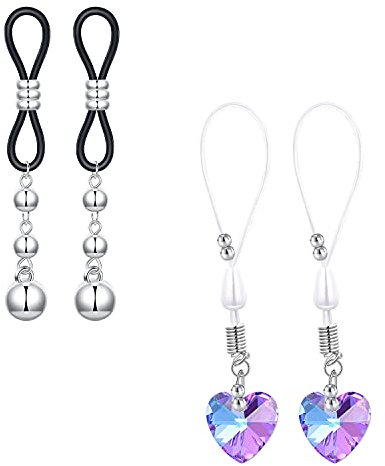 vcmart 2-3 Paar Fake Brustwarzenpiercing mit Anhänger Faux Nippel Ring Kein Piercing Nipple Brust Piercing