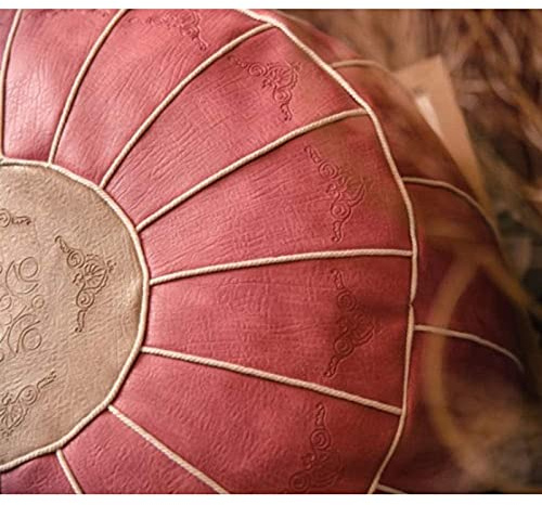 oxskk Pouf di Pelle,Cuscino Marocchino Fatto A Mano Cuscino Seduta Decorazione Casa Tappezzeria Ottomana Poggiagai Giro Sgabello Sedile del Piede-B