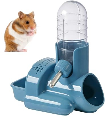 TOKAYIFE Abreuvoir pour Hamsters Maison Hamster Mangeoire pour Hamsters Petite Bouteille d'eau Abreuvoir Suspendu avec Support Convient aux Petits Animaux (Bleu)