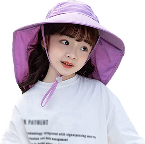 Cysocool Kinder UV Schutz Safari Sonnenhut mit Nackenschutz 4-13 Jahre Mädchen Jungen Sommermütze mit Breiter Krempe UPF 50+ Kind Sonnenschutz Boonie Hut Junior Strand Radfahren Legionärskappe