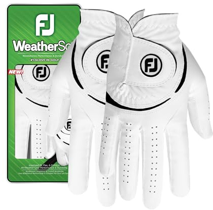 FootJoy Women's WeatherSof Pairs Golf Glove, White, Medium, Worn on Both Hand