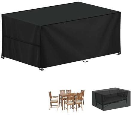 LAMUNI Copertura per Mobili da Giardino Impermeabili Copertura Tavolo da Giardino Rettangolare Telo Copritavolo da Giardino Tessuto Oxford 420D Copertura per Divano da Esterno, Anti-UV, 160x90x75cm