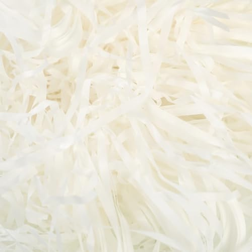 200g Raffia Füllmaterial Geschenk, Beige Hamper Shreds, Raffia Geschreddertes Papier, Geschenk Füllmaterial für Geschenkbox Dekorations DIY Party Füllung Filling Material Gift Shred Paper off-white
