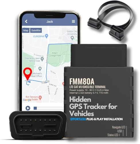 Transpoco GPS Tracker for Vehicles, 4G LTE Real-Time Car and Truck Tracking Device with SIM Card Included, Plug and Play OBD Installation, Geofence and Speed Alerts
