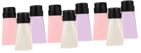 Healeved 9 Piezas botella de succión de manicura dosificadores de prensa liquida empujar hacia abajo la botella vacía kit de maquillaje kit maquillaje cesta de drenaje esmalte de uñas chico
