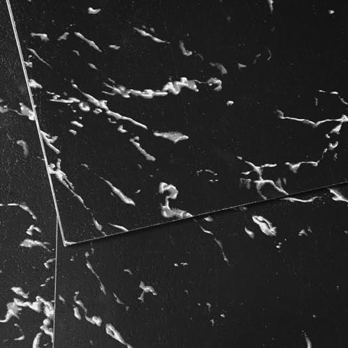 VEVOR Revêtement de sol en vinyle auto-adhésif 305 mm x 305 mm, dalle de sol 50 pièces, épais de 1,5 mm, à décoller et à coller, texture marbre noir, pour salle à manger et chambre, facile à décorer