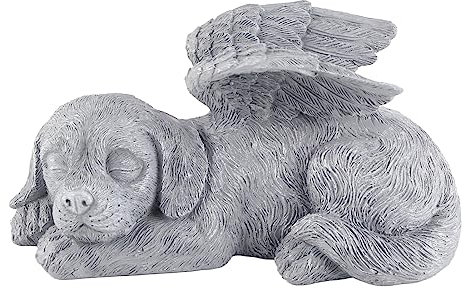 plplaaoo Statua di Pietre Commemorative per Animali Domestici, Ornamento per Dormire, Statua commemorativa per Animali Domestici in Resina, Scultura da Giardino per Angeli per Animali (Angel Dog)