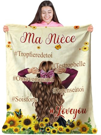 Manta personalizada suave polar para regalar a su sobrina. Idea de regalo inusual útil para un cumpleaños de Navidad, una fiesta y un bautema. Cubierta de la cama para la decoración de la casa