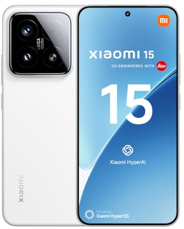 Xiaomi 15 Smartphone, 12+512GB, Weiß, Handy ohne Vertrag, 50MP Leica Kamera, 120Hz WQHD+ AMOLED Display, Snapdragon 8 Elite, 5240mAh, 90W HyperCharge, Xiaomi Hyper AI, Dual-SIM