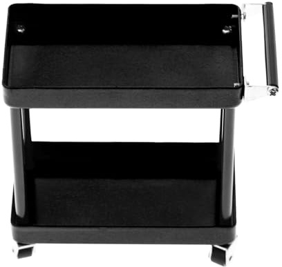 Carrello per officina a 2 livelli Carrello per stoccaggio di utilità Carrello per riparazione con scaffale aperto per officina mobile Riparazione garage Accessori RC per spazi (Nero)
