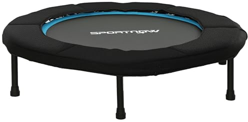 SPORTNOW Trampolín de Fitness Plegable Ø102 cm Cama Elástica con Marco de Acero Antideslizantes para Entrenamiento Piernas Cuerpo en Hogar Oficina Gimnasio Azul