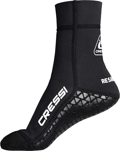 CRESSI Resilient Pro Neoprene Socks-Chaussons Unisex Néoprène 3 mm Noir Système Anti Sable “Smooth Glideskin Sandproof” avec Semelle Antidérapante en Caoutchouc, pour Sports Aquatiques