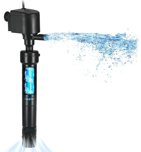 Tararium 1200L/H Aquarium Filter Pump with 5W U-V Light – Submersible Water Clarifier for 150-380L Fish Tanks – Oxygenation & Flow System for Tropical & Coldwater Aquariums