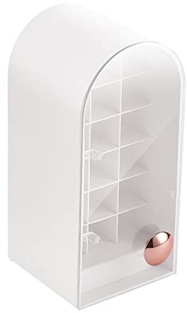 Lápiz labial para estuche, 18 ranuras, soporte acrílico para pintalabios, torre a prueba con tapa para caja de cosméticos G, pequeños organizadores de cosméticos y almacenamiento, White