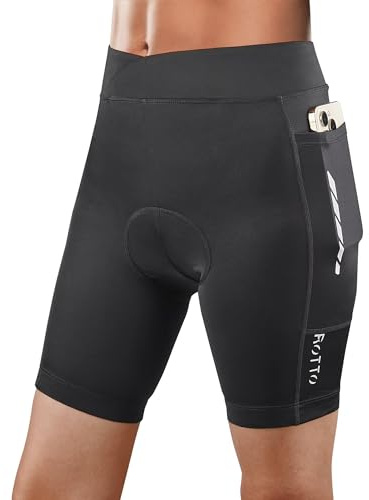 ROTTO Radhose Damen Gepolstert mit Taschen Fahrradhose Kurz mit Schwamm und Gel Polsterung für Rennrad Mountain Riding BMX