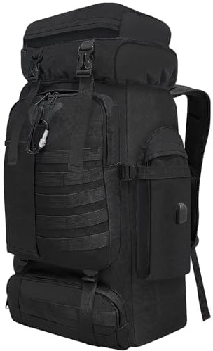 Dafape Sac à dos de randonnée pour homme et femme, 80 L, sac à dos de trekking, d'alpinisme, de voyage, sac à dos pour camping, entraînement en plein air, cyclisme, sport, gym, taille L (noir)
