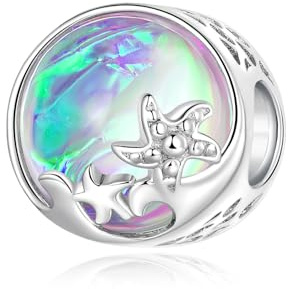 Charm da spiaggia e oceano per braccialetto Pandora, in argento Sterling 925, stelle marine e onde perla, regalo per donne e ragazze