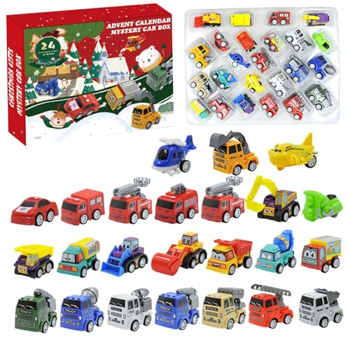 Calendario dell'Avvento di Cars 2025 Calendario dell'Avvento giocattolo per il conto alla rovescia di Natale con 24 veicoli da tirare indietro per bambini Piccoli Ragazzi Ragazze Auto