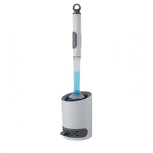 SOYUZERISH Escobillas de Inodoro de Silicona,Cepillo de Inodoro de Silicona y Soporte con dispensador de jabón, Escobillas de Baño Rellenable con Detergente