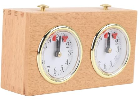 BONKZEBU Orologio da Scacchi, Timer Analogico in Legno retrò, per Gare di Scacchi, Design Classico, Ecologico, Adatto Sia a Principianti Che a Giocatori Esperti, Materiale in Legno di Pino