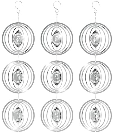 OFFO 3D Scarecrow Reflector, 360° roterande duvavstötande set med spegeleffekt, 304 rostfritt stål rundformad duvavvisande, duvavvisare, 9Pack