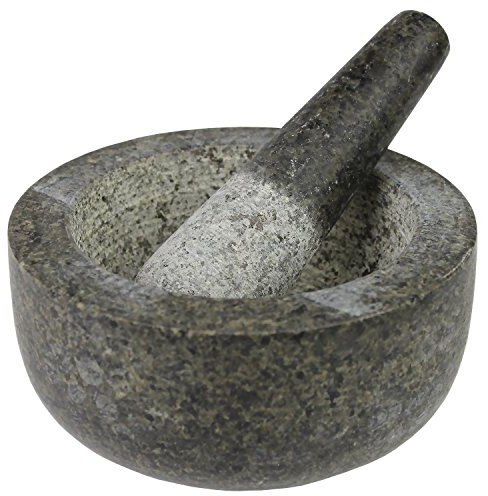 Jade Temple Mortero de Piedra con Maja, Granito Macizo con 15,5 cm de diámetro y 8 cm de Altura, Gris, 15.5 cm (17036)