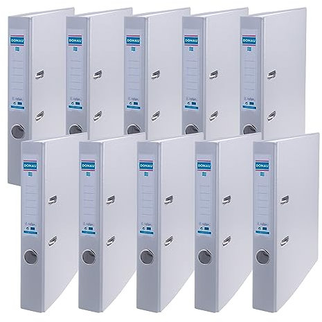 DONAU Master Ordner Schmal 10er Pack FSC/DIN A4 / 5 cm / 10 Stück/Grau/Kunststoffbezug PP/Carton Papier Schlitzordner Büroordner Aktenordner Ringordner/Grünen Punkt