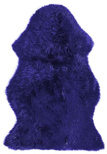 Beliani Alfombra de Piel de Oveja Azul Marino 65 x 110 cm Pelo Natural Estilo rústico Uluru