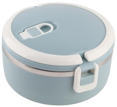 Fiambrera Aislada, Fiambrera Portátil de Acero Inoxidable Contenedor de Alimentos con Aislamiento Térmico Azul para Almuerzos de Trabajo Picnic Viajes Camping(Monolayer)