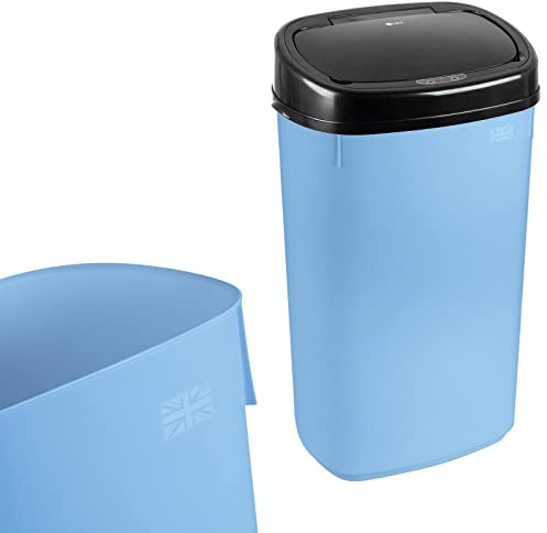 Dihl - UK MADE - 50L Pale Blue Sensor Bin with Black Sensor Bin Lid Kitchen Waste Dust Bin Automatic Motor