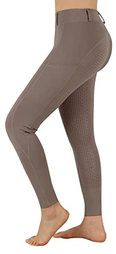 Women Riding Tights Pockets,Women Training Breeches Pants with Silicone Grip(Sand，M)