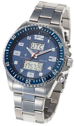 Masterline 1966 Funk Herren Armbanduhr Funkuhr World-Timer Blau Edelstahl ML06266004