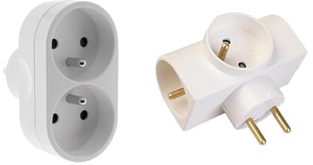 Multiprise 2 Prises pour façade - Biplite - 2x16A - Blanc - Zenitech & Multiprises Triplite latérale, 3 Prises 16A + Terre