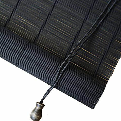 Bambusrollo Sonnenschutz für Pergola Balkon UV-Schutz Sichtschutz Fenster Tür Jalousien 95cm/115cm/135cm/155cm breit, Schwarz (75×150cm)