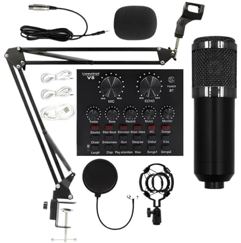 Générique Inspelning av mikrofonset, professionell live streamingutrustning, live streaming kit, inspelningsstudiotillbehör, ankare mikrofonset, inspelningsstudiotillbehör för ankare, sångare