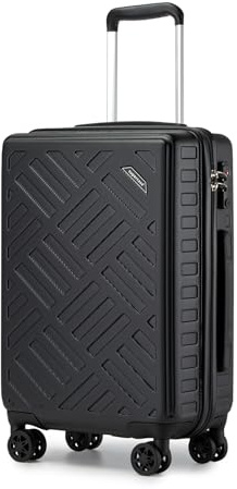Supercase Cabin Suitcase Lightweight PC+ABS Carry On Luggage Hard Shell Suitcase with Wheels, Lock(20, Black)