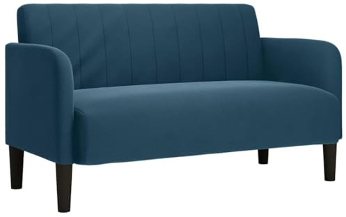 vidaXL Canapé Causeuse Bleu 109 cm Velours, canapé Deux Places, Divan, sièges de Salon, canapé, canapé rembourré, canapé 2 Places, canapé en Velours