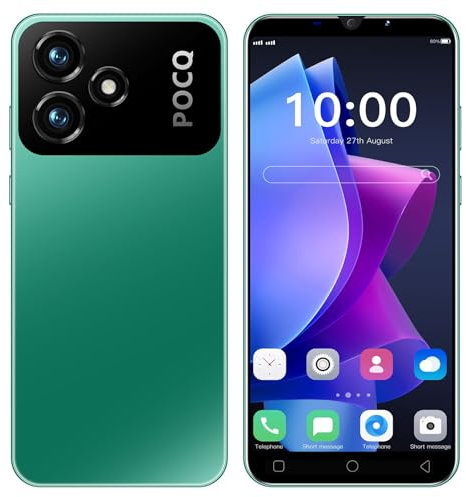 MsMga Cheap Mobile phone, 16GB ROM (Scalable to 128GB), 5.0 inch IPS Display, Android 9.0 OS, Dual SIM Dual Cameras，Face ID Unlock Cell Phones (M6Pro-Green)