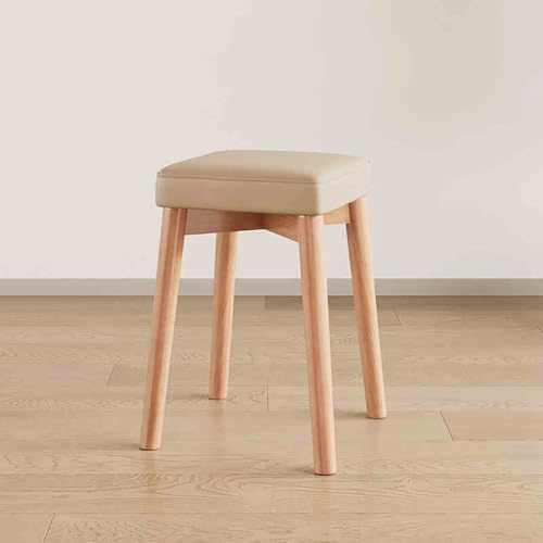 YHDMDQ Portable Wooden Stacking Stools, 18 Backless Square Padded Stools With Anti-Slip Foot, Stackable Morden Counter Chairs For Home Office School Kitchen(Light Curry)