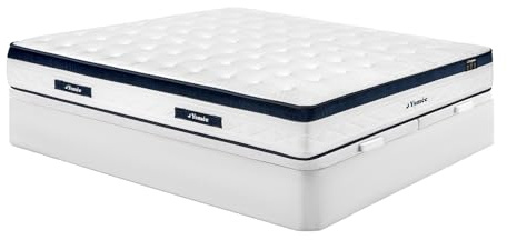 Vente-unique-Set 180 x 200 cm rete letto contenitore bianco + materasso a molle insacchettate 5 zone tessuto rinfrescante sp.28cm - KOROVOU
