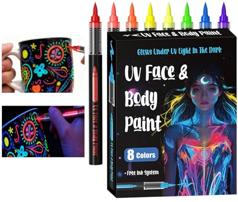 TyCylKu Body Art Markers | Vibrant Colors Safe Washable Temporary | Kids Adults Face Painting Pen - for Concerts, Theme Parties, Festivals, Sports Events, Cosplay, Halloween