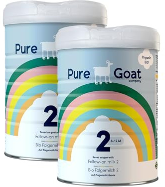 Pure Goat Company Organic Follow-On Formula Stage 2 (6–12 Months) | Full-Cream Goat’s Milk, GOS Fibres, DHA & ARA | Palm Oil & Soy Free | Organic Certified Baby Milk Powder – 800g (Pack of 2)