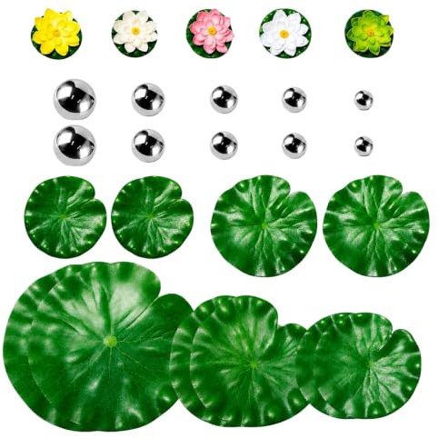 GETRICH 25PCS Miniteich Deko Set, Schwimmkugeln Teich 19/25/32/38/42mm