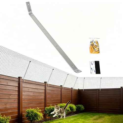 TEOV Cat Proofing Fence Bracket, Heavy-Duty Overhang Angled Brackets, 69cm Long, 4mm Thick, Anti-Rust and Weatherproof Cuttable Animal Garden Fencing for Outdoor Yard Catio